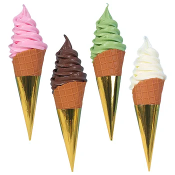 4 Ks Simulácia Ice Cream Cupcake Hračka Kužeľ Modely Malé Falošné Popsicle Multi-function Papier Simulované Dekor Photoing Dieťa PVC
