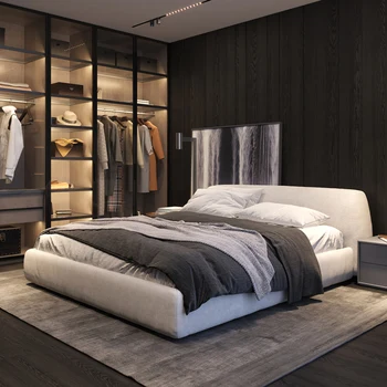 Taliansky návrhár handričkou posteľ jednoduché vysokej box úložný svadobné lôžko Nordic light luxusné mäkké posteľ