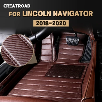 Vlastné Uhlíkových Vlákien štýl Podlahové Rohože Pre Lincoln Navigator 2018 2019 2020 Nohy Koberec Kryt Automobilových Interiérových Doplnkov